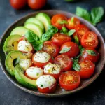 Caprese-Salat mit Avocado und Tomaten