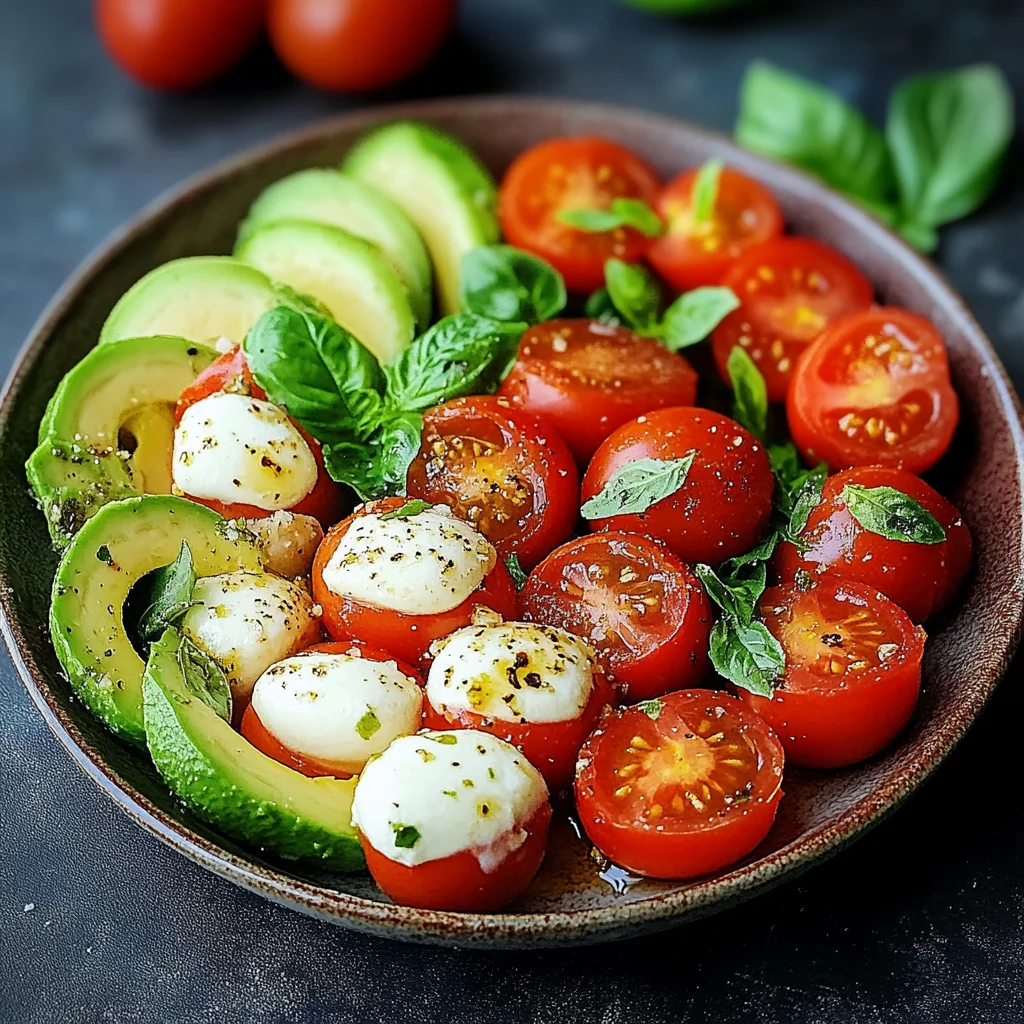 Caprese-Salat mit Avocado und Tomaten