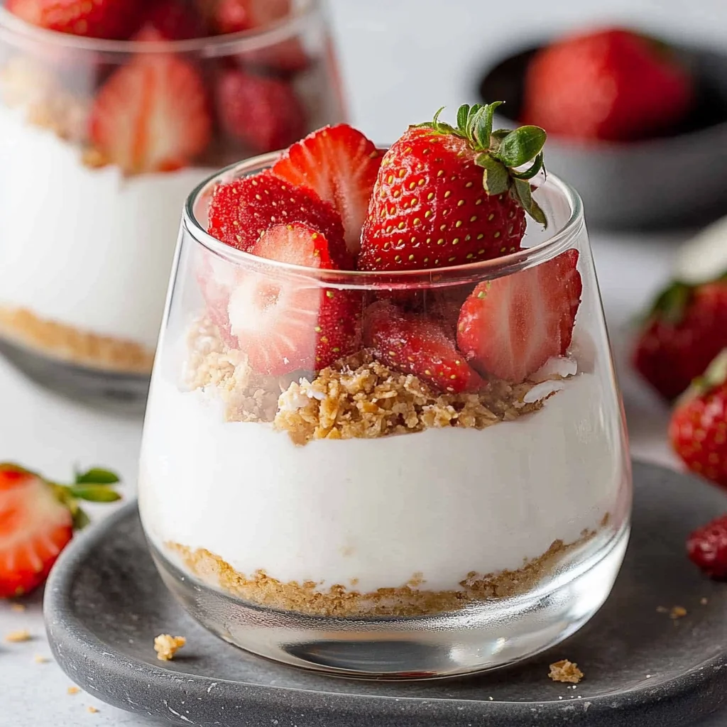 Erdbeer-Dessert im Glas mit Joghurt