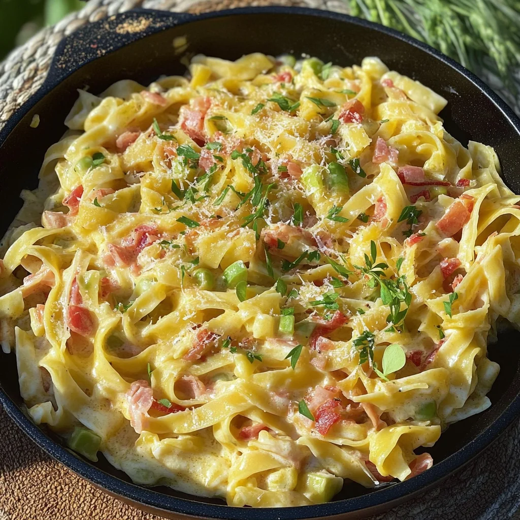 Flammkuchen Pasta / Einfaches Rezept
