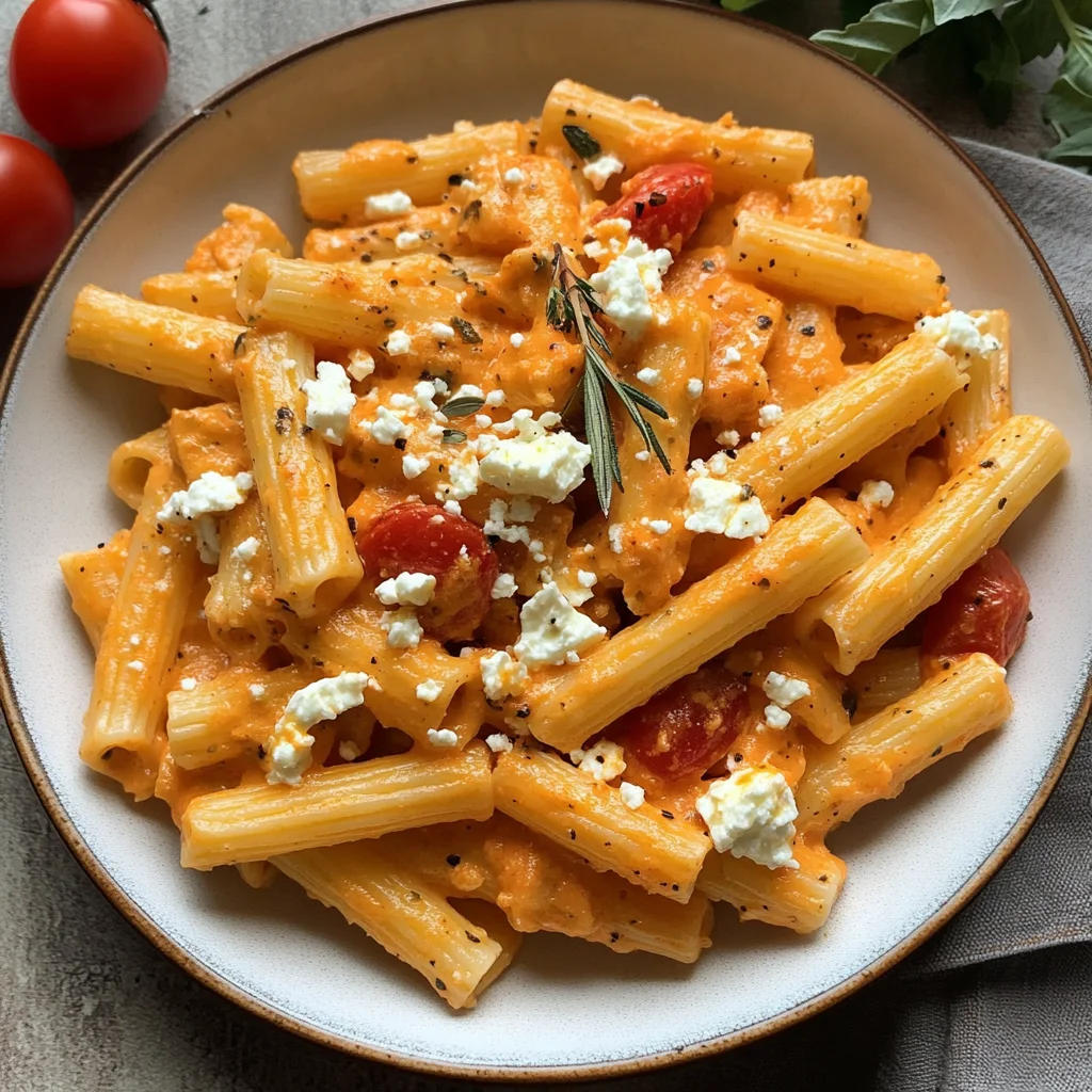 Scharfe Gemüse Feta Pasta