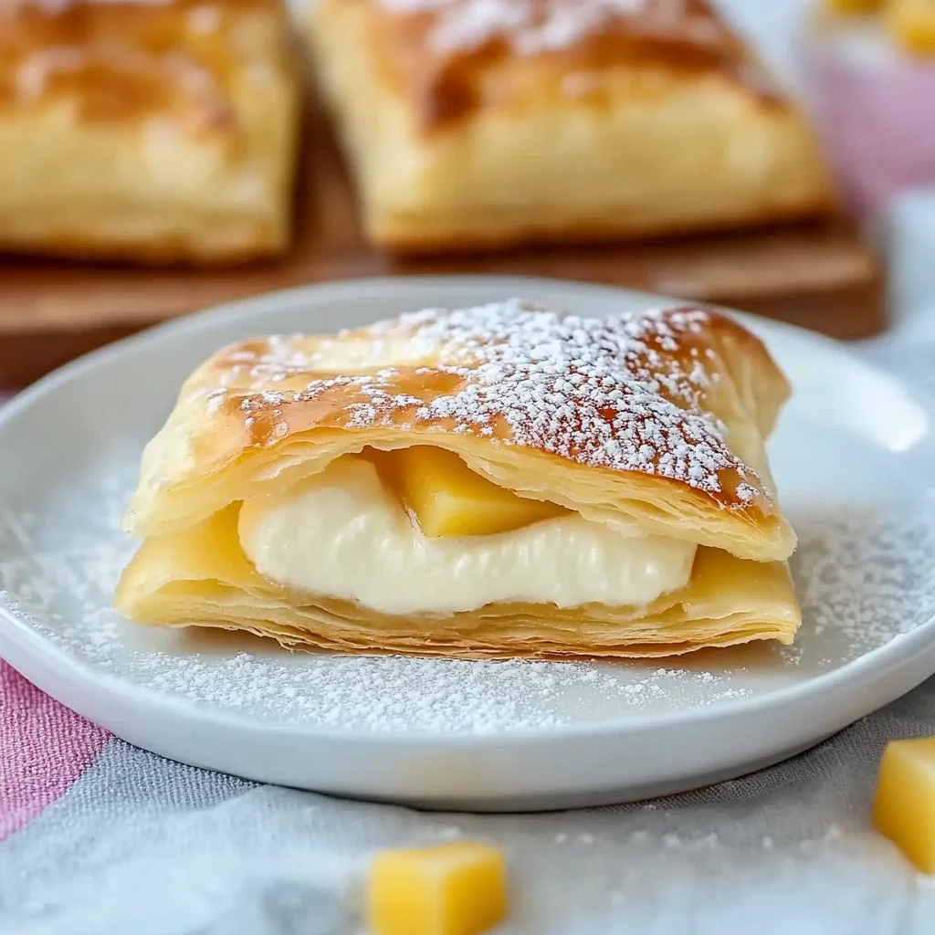 Süße Blätterteig-Teilchen mit Vanillepudding